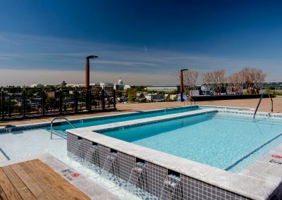 887 square foot commercial, concrete rooftop swimming pool for apartment complex in Washington D.C.