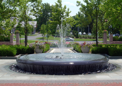 Overflowing granite fountain.